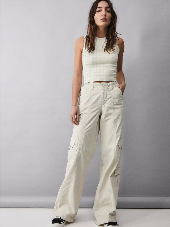 BDG Pants - BDG Y2K Cargo Cream Wide-Leg Cargo Pants